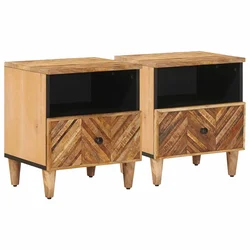 Noćni ormarić 2 pcs Smeđa 50 x 33 x 60 cm Čvrsto drvo manga