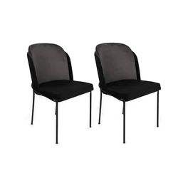 Hanah Home Set 2 trpezarijske stolice Sivo-Crni