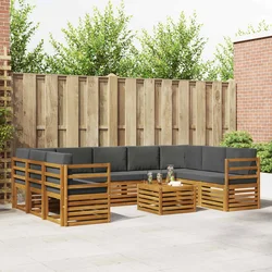 Set vanjskih sofa 10 kom. Prirodna i antracit