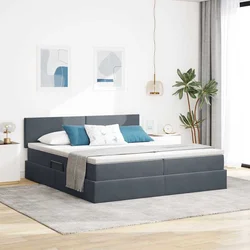 Krevet s LED trakama s pohranom Tamno siva 180 x 200 cm Baršun