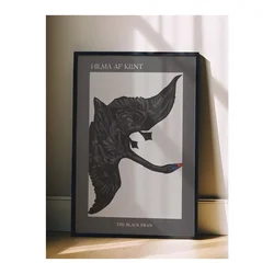 WallXpert uramljena slika 115208, The Black Swan Hilme af Klint, crni labud u letu, 30 x 40 cm, crni ram