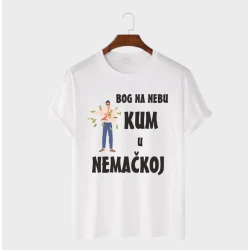 MAFIMI Muška majica Bog na nebu kum u Nemačkoj, Bela