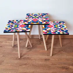 Hanah Home Set klub stočića 3Shp34, 3 komada, Šarena