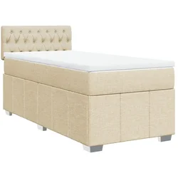 Vidaxl Box spring postelja z vzmetnico krem 80x200 cm blago
