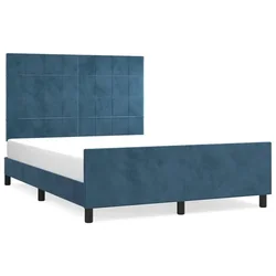 Vidaxl Posteljni okvir brez vzmetnice temno moder 140x190 cm žamet