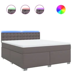 Vidaxl Box spring postelja z vzmetnico siva 180x200 cm umetno usnje