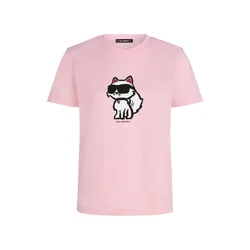 Karl Lagerfeld Majica Ikon Choupette svetlo roza