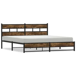 Vidaxl Kovinski posteljni okvir brez vzmetnice dimljen hrast 180x200cm
