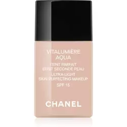 Chanel Vitalumiere Aqua make-up ultra light za sjajni izgled lica nijansa 22 Beige Rosé SPF 15 30 ml