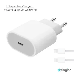 Kućni Punjač Pluginn AJ-20 A2347 EMC3621 PD Fast 20W za iPhone 11-14 sa PD Type C kablom CE beli