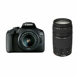 Canon EOS 2000D + 18-55 IS II + 75-300 KIT Black DSLR digitalni fotoaparat s dva objektiva EF-S 18-55mm f/3.5-5.6 i EF 75-300mm f/4-5.6 III