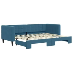 Vidaxl Izvlečna dnevna postelja modra 80x200 cm žamet