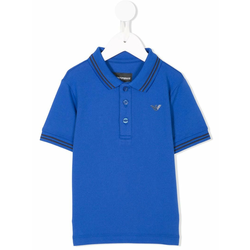 Emporio Armani Kids-contrast-trim polo shirt-kids-Blue