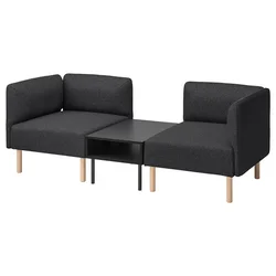 LILLEHEM Modul. sofa dvosed s pom. stočićem, Gunnared tamnosiva/drvo