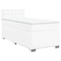 Vidaxl Box spring postelja z vzmetnico bela 80x200 cm umetno usnje