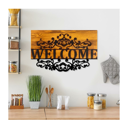 Atelier Del Sofa Zidna dekoracija Welcome, 58x36x3 cm, Crna