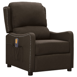 vidaXL Masažni naslanjač temno rjavo blago