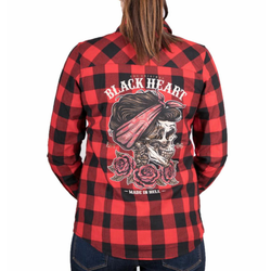 Ženska srajca BLACK HEART - PIN UP SKULL - RDEČA - 7287