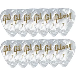 Gibson Pearloid White Picks Thin 12 Pack