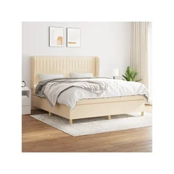 Den Box spring postelja z vzmetnico krem 180x200 cm blago