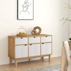 Komoda OTTA smeđe-bijela 114 x 43 x 73,5 cm od masivne borovine