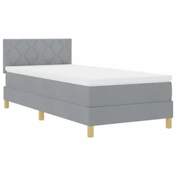 Vidaxl LED Box Spring Postelja Svetlo siva 90 x 200 cm blago