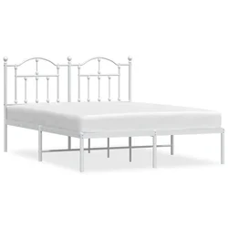 Vidaxl Kovinski posteljni okvir z vzglavjem bel 140x200 cm
