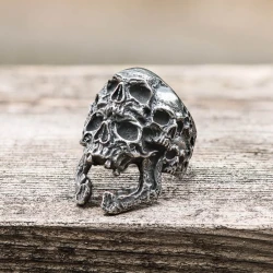 Prstan Roaring Multifaceted Skull - 11084-SI-BXG