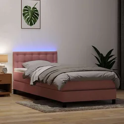 Box Spring krevet s madracem i LED ružičasti 80 x 220 cm baršunasti