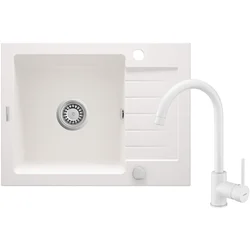Deante Zorba ZQZ A11A Sudopera, 1 korito, 15cm, Granitna + BEN L62M Slavina, 355mm, Bela
