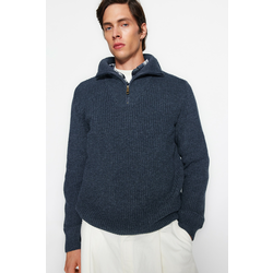 Trendyol Indigo Regular Fit Zippered Turtleneck Knitwear Sweater