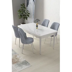 Hanah Home Set Trpezarijski sto i 4 stolice Nil, Sivo-beli