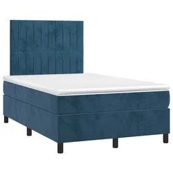 Vidaxl Box spring postelja z vzmetnico temno moder 120x190 cm žamet