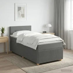 vidaXL Postelja boxspring z vzmetnico Temno siva 90 x 200 cm Blago