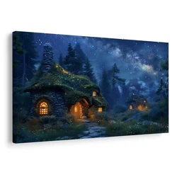 Slika čarobna božična noč v gozdu - 30x20