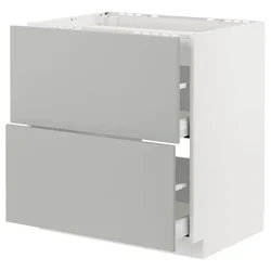 METOD / MAXIMERA Pod.elem.grej.ploča/2front/2fiok, bela/Havstorp svetlosiva, 80x60 cm