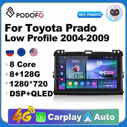 Podofo AutoRadio 2Din Android Radio Carplay For Toyota Prado / badao/Lexus GX470 Low Profile 2004-2009 AI Voice 4G GPS Autoradio