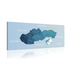 Slika elegantni zemljevid Slovaške v modrem - 140x70
