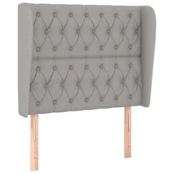 Vidaxl Vzglavje z ušesi svetlo sivo 93x23x118/128 cm blago