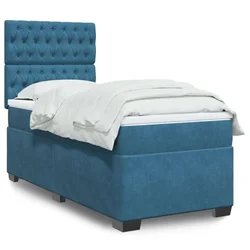 Box spring krevet s madracem plavi 100x200 cm baršunasti