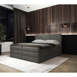 MID.YOU POSTELJA BOXSPRING 180 cm  x 200 cm , les, tekstil, leseni material antracit