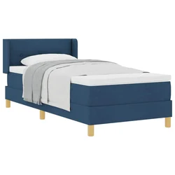 Vidaxl Postelja z vzmetnico z vzglavjem Modra 200 x 90 cm blago