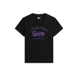 Tommy Jeans Majica Essential lila/črna