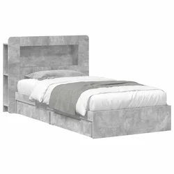 Okvir kreveta s pohranom s ladicama Betonska siva 90 x 190 cm