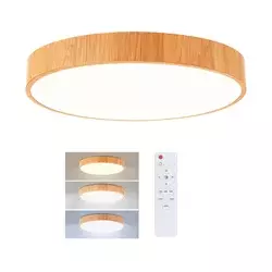 Brilagi - LED prigušiva stropno svetlo POOL LED/50W/230V, prečnik 40 cm, drveni dekor + daljinski upravljač