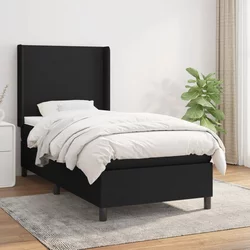Greatstore Box spring postelja z vzmetnico črna 80x200 cm blago