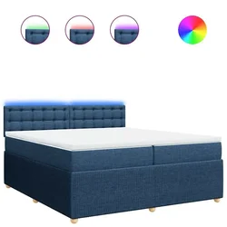 Vidaxl Box spring postelja z vzmetnico modra 200x200 cm blago