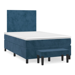 VIDAXL Box spring postelja z vzmetnico temno moder 120x190 cm žamet