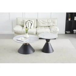 Klub sto CT 6055 Set, Bela keramička ploča /Drvo metalno postolje fi800 + fi600mm ( 800-609 )