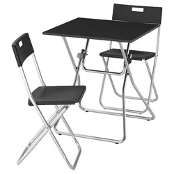GUNDE / GUNDE Sto i 2 sklopive stolice, preklopno crna/crna, 67x67 cm